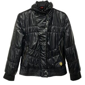Authentic Ferrari Black Puffer Jacket Puma Sport Lifestyle Ladies  Size S Puffer